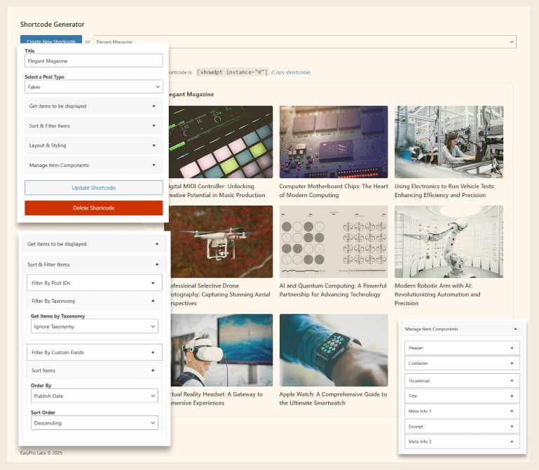 display post types customization